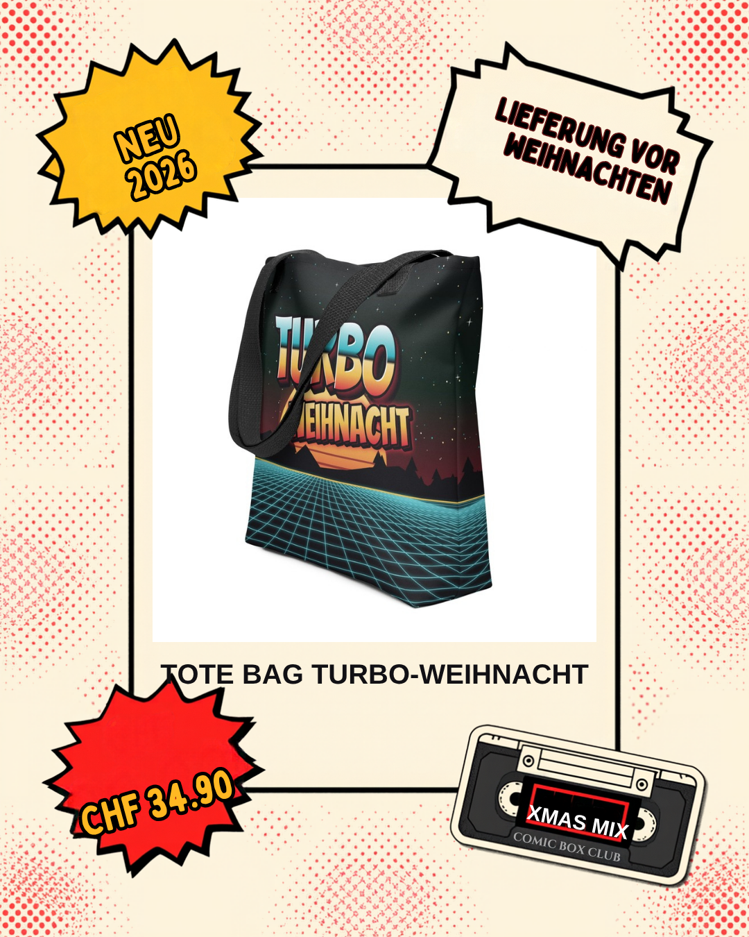 Comic-Produktbild: Tote Bag Turbo-Weihnacht, CHF 34.90