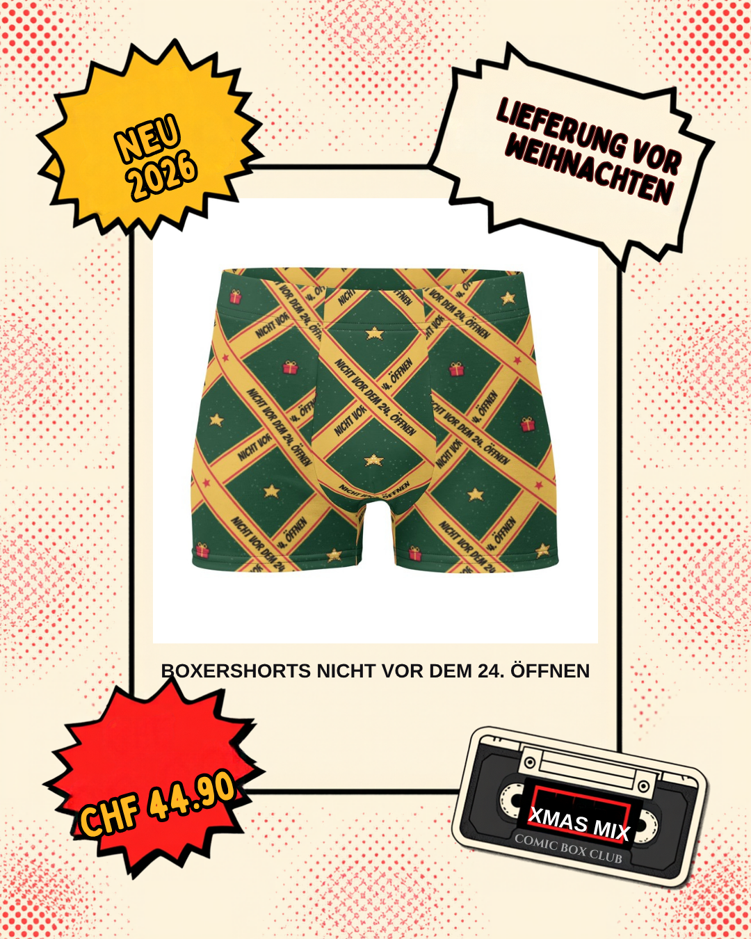 Comic-Produktbild: Boxershorts Nicht vor dem 24. öffnen, ab CHF 44.90