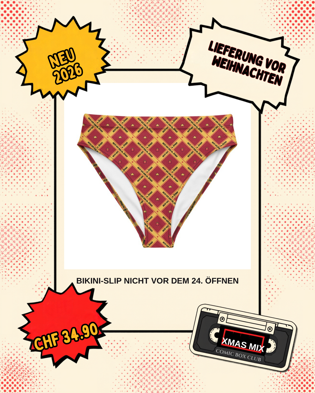 Comic-Produktbild: Bikini-Slip Nicht vor dem 24. öffnen, ab CHF 34.90