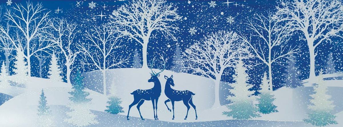 Weisse Fensterfolie mit Winterlandschaft und Glitter (Produktfoto 1)