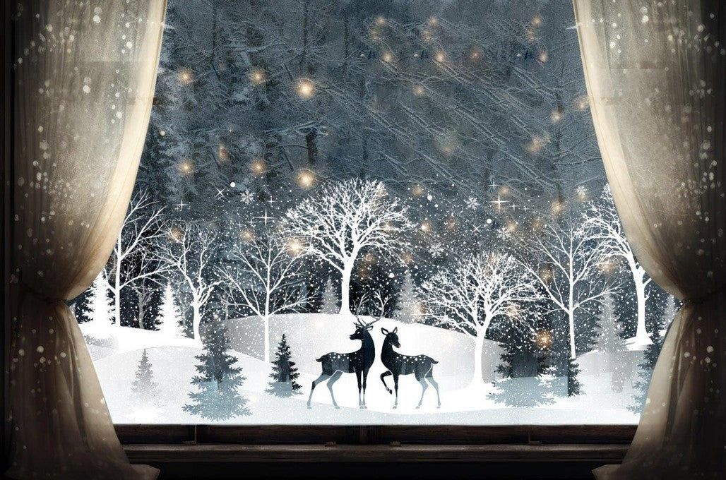 Weisse Fensterfolie mit Winterlandschaft und Glitter (Produktfoto 4)