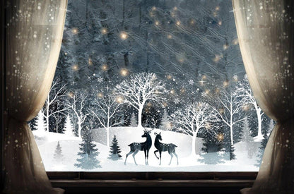 Weisse Fensterfolie mit Winterlandschaft und Glitter (Produktfoto 4)