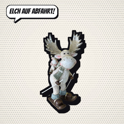 Comic-Produktbild: Deko-Figur Elch auf Ski, 28 cm, CHF 29.90