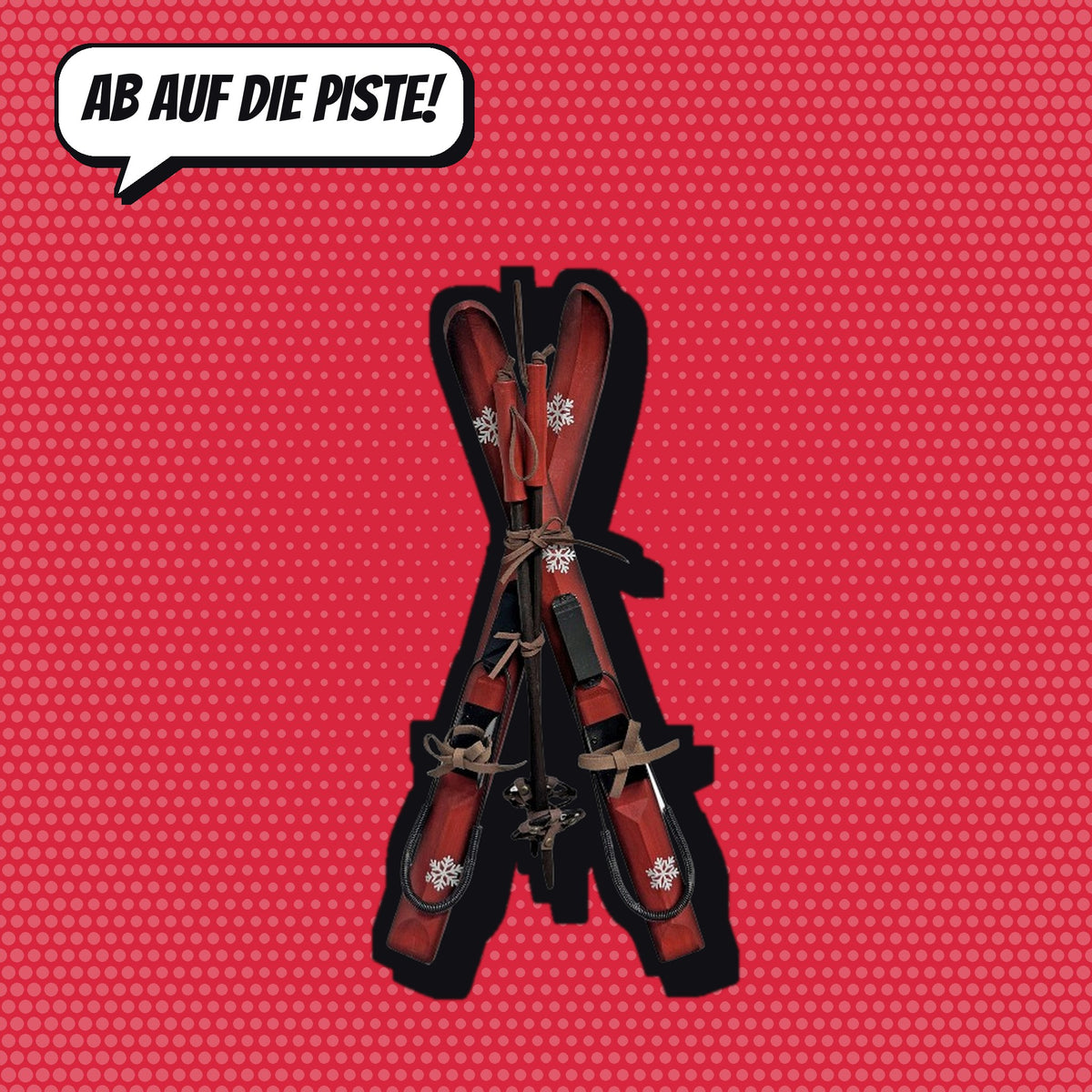 Comic-Produktbild: Deko-Hänger Skipaar aus Holz, rot, 48 cm, CHF 29.90