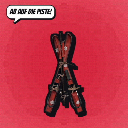 Comic-Produktbild: Deko-Hänger Skipaar aus Holz, rot, 48 cm, CHF 29.90