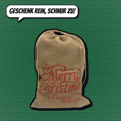 Comic-Produktbild: Jutesack Merry Christmas, 38 × 55 cm, CHF 12.90