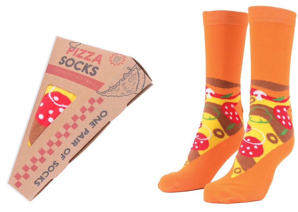 Socken in einer Geschenkverpackung im Pizza-Look (Produktfoto 1)