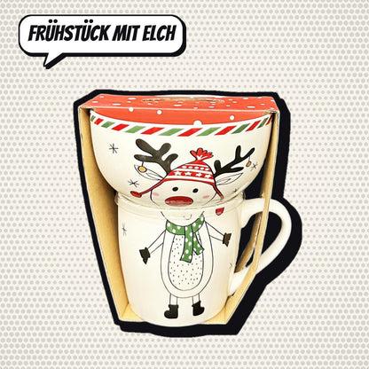 Comic-Produktbild: Tasse und Schüssel mit Elch, 2er-Set, CHF 24.90