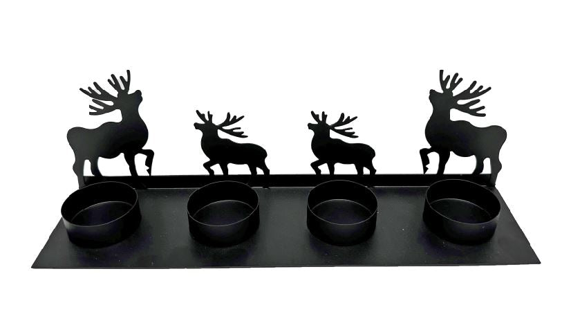 Teelichthalter aus Metall mit vier Rentier-Silhouetten (Produktfoto 1)