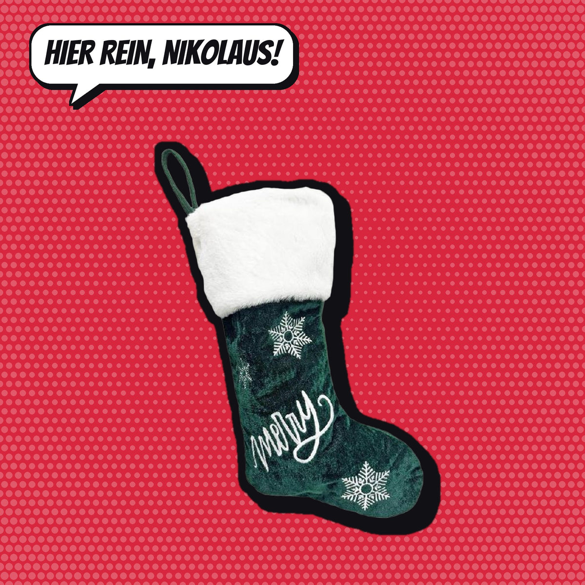 Comic-Produktbild: Weihnachtsstiefel grün mit Kunstfell, 44 cm, CHF 16.90