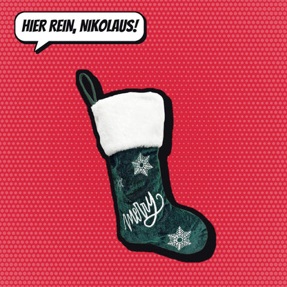 Comic-Produktbild: Weihnachtsstiefel grün mit Kunstfell, 44 cm, CHF 16.90